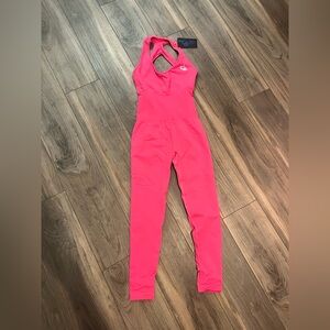 Butterfly Wings Hot Pink Sleeveless Jumpsuit with Scrunch